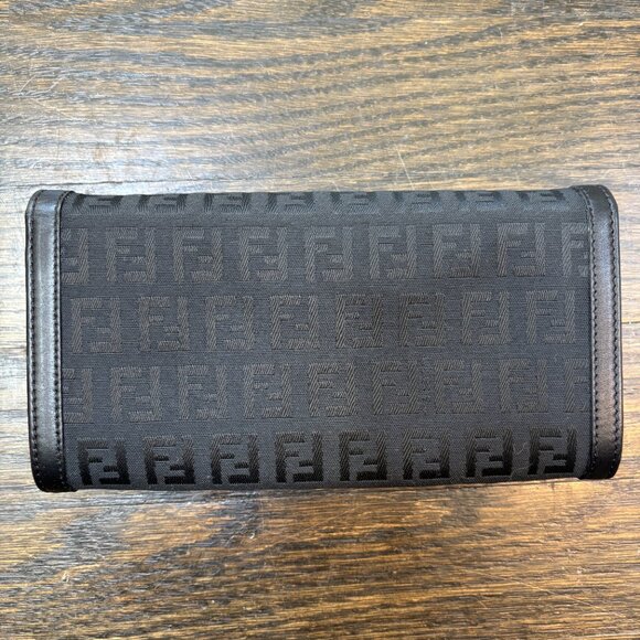 Fendi Zucchino Canvas & Leather Black Wallet with Box & Dust Cover - Picture 9 of 9